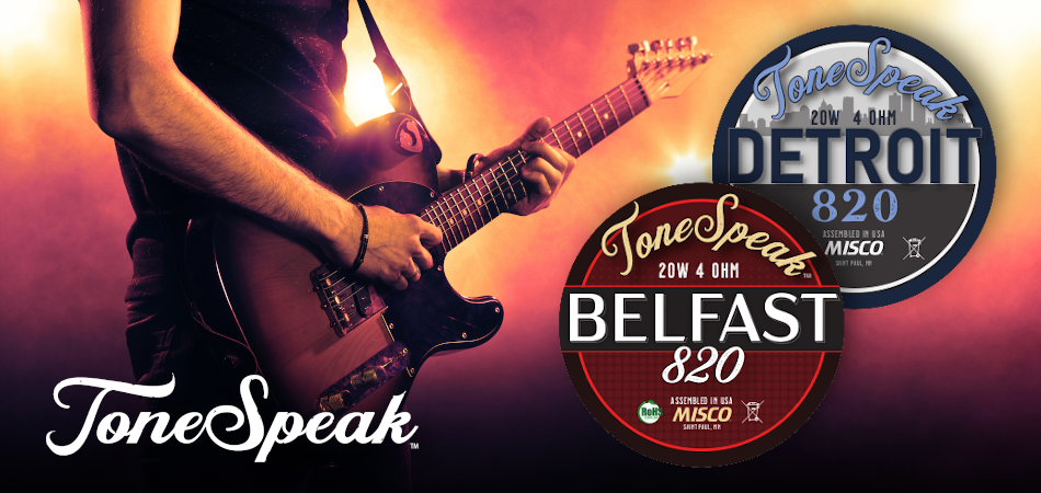 The 8" ToneSpeak guitar speakers--the Detroit 820 & the Belfast 820
